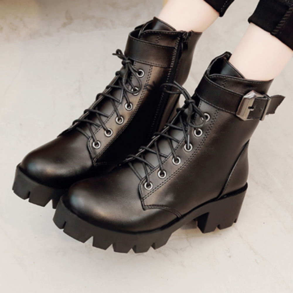 Lace Up Lug Bottom Boots